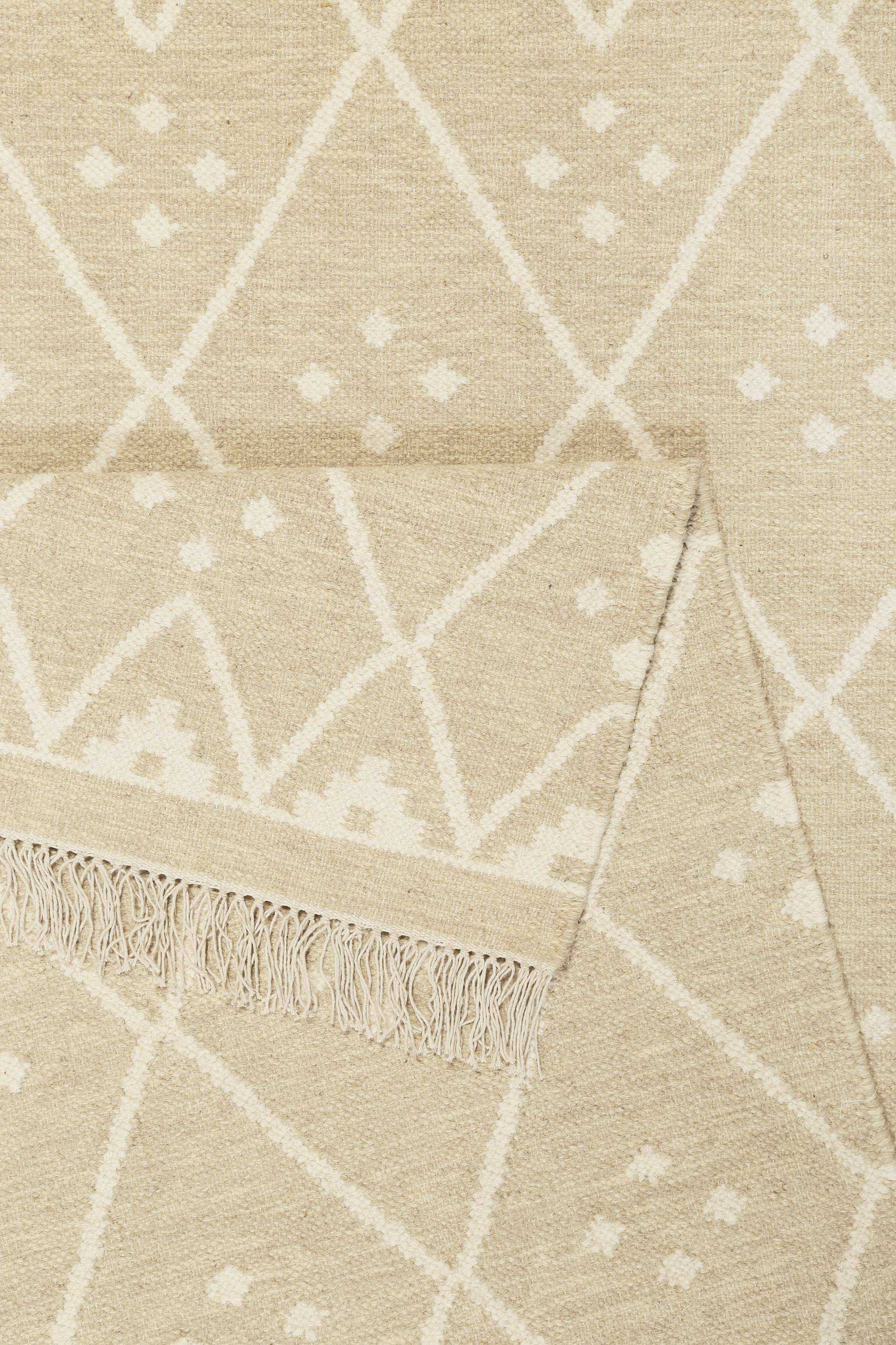 Kelim Teppich Beige Creme meliert aus Wolle "Vermont" Green Looop