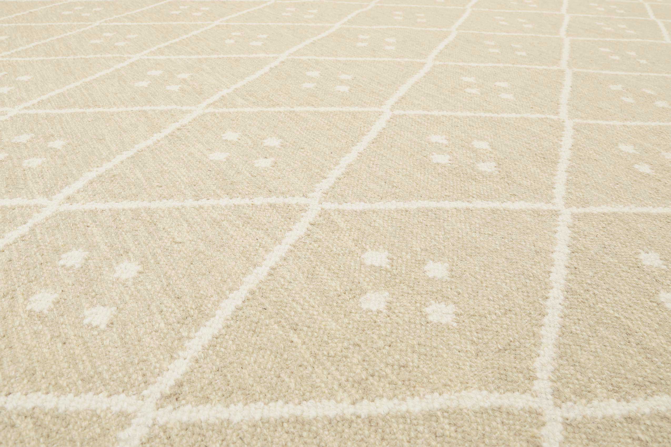 Kelim Teppich Beige Creme meliert aus Wolle "Vermont" Green Looop