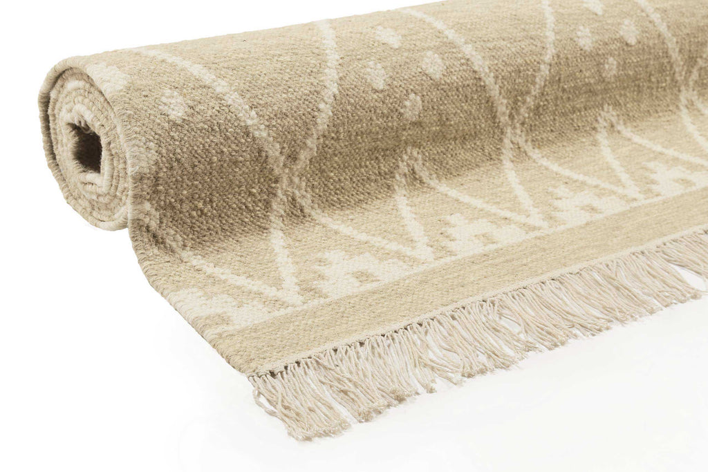 Kelim Teppich Beige Creme meliert aus Wolle "Vermont" Green Looop