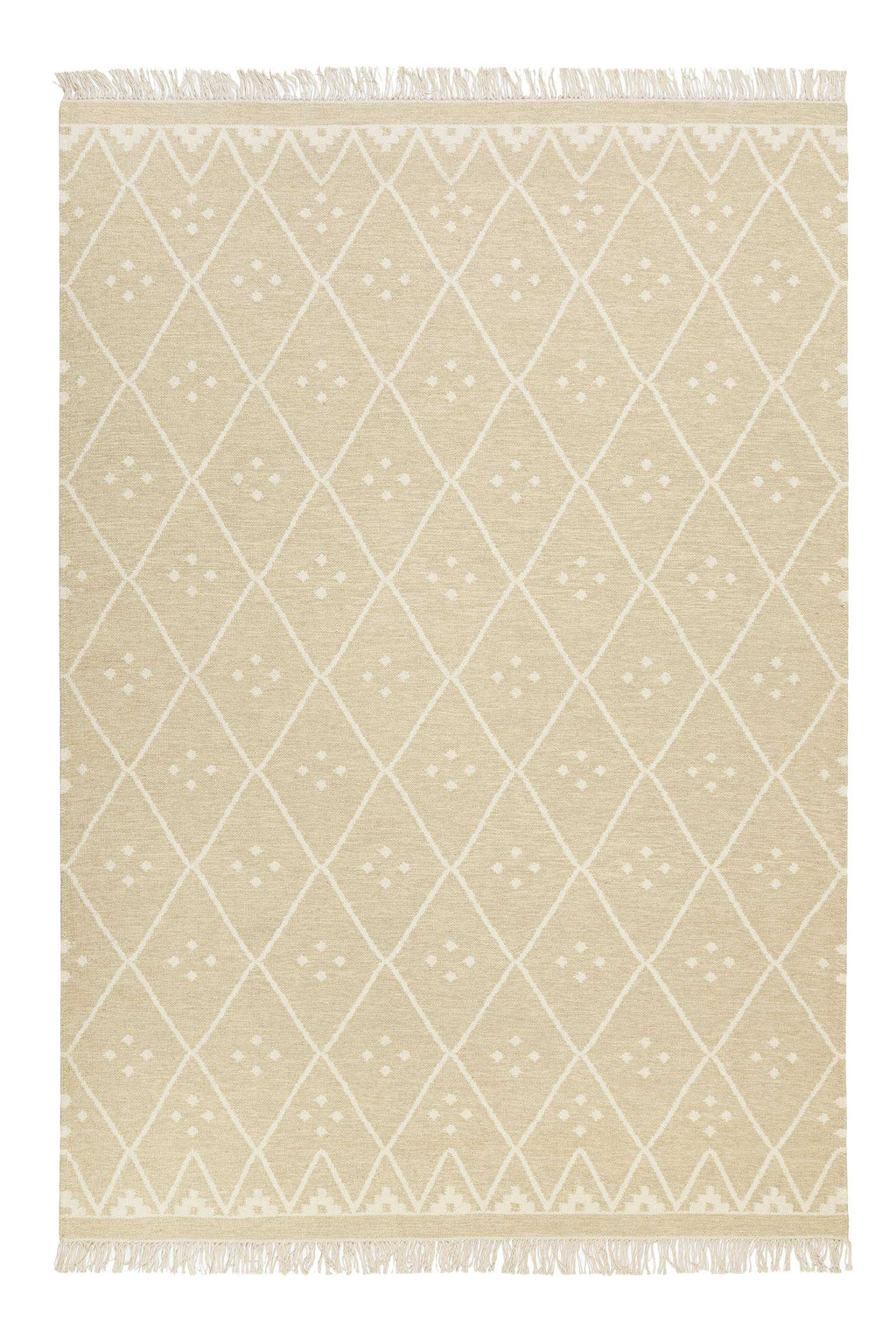 Kelim Teppich Beige Creme meliert aus Wolle "Vermont" Green Looop