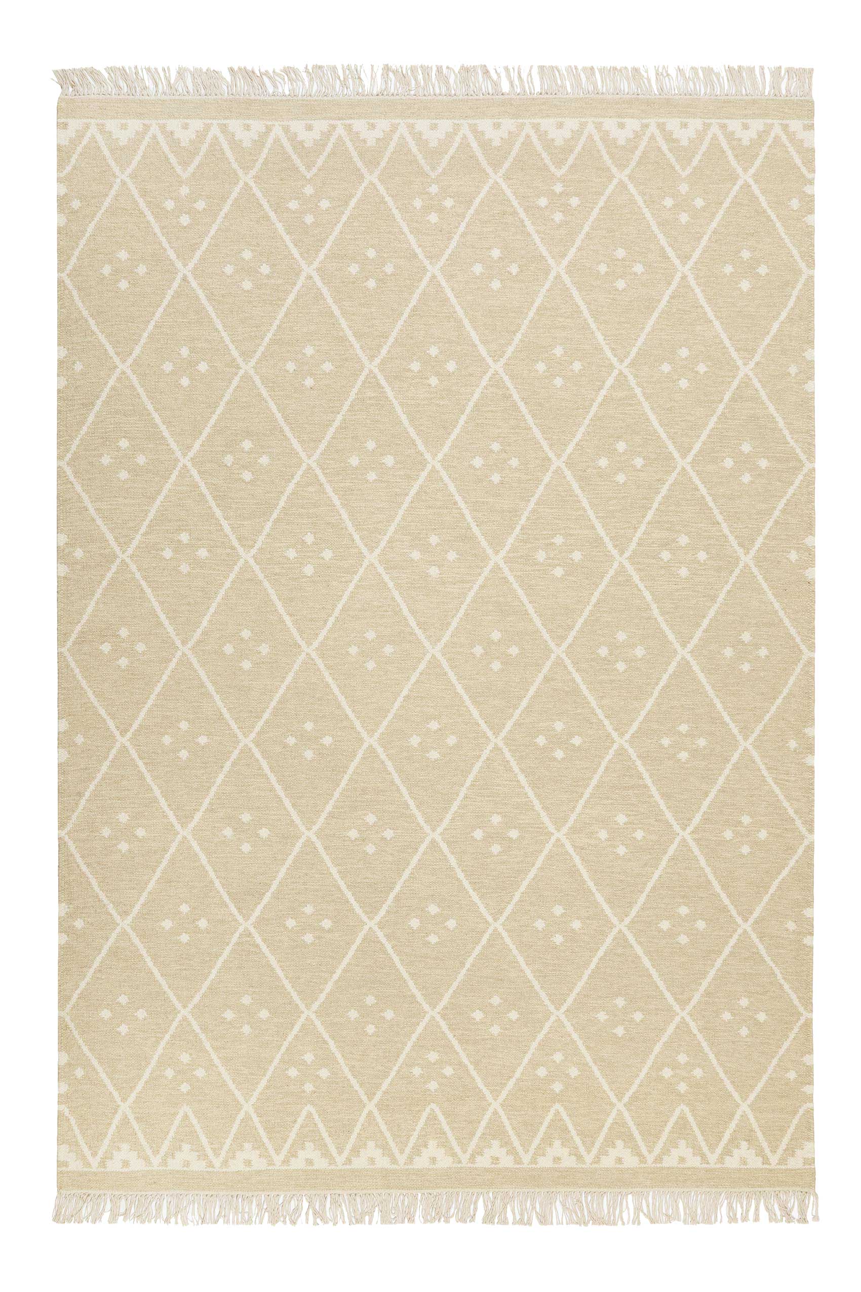 Kelim Teppich Beige Creme meliert aus Wolle "Vermont" Green Looop