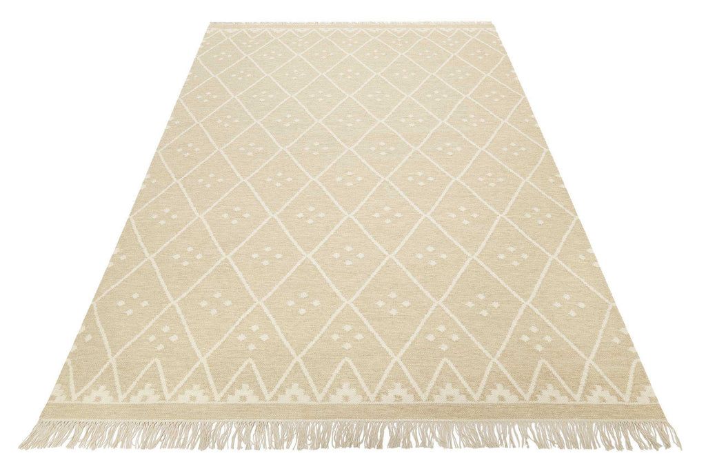 Kelim Teppich Beige Creme meliert aus Wolle "Vermont" Green Looop