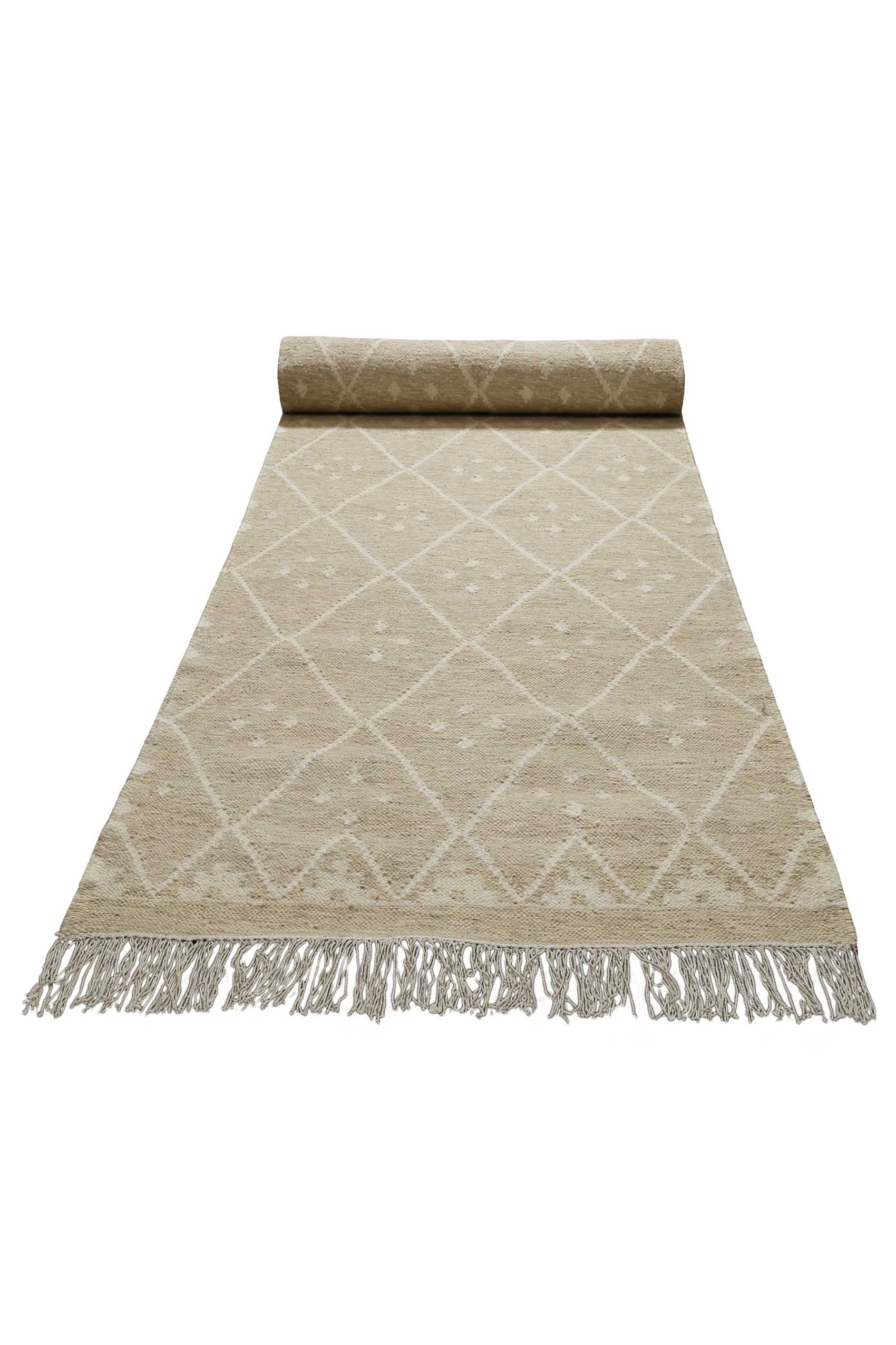 Kelim Teppich Beige Creme meliert aus Wolle "Vermont" Green Looop