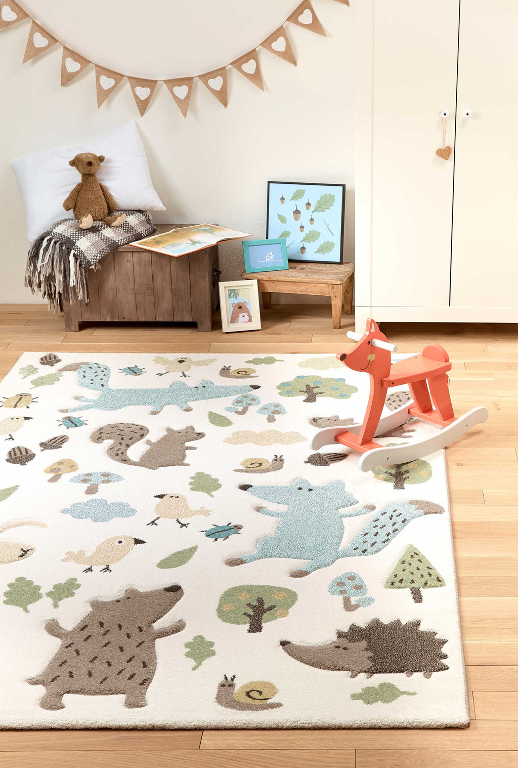 Kinderteppich beige blau "Forest" Sigikid