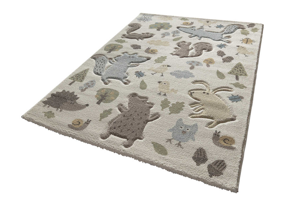 Kinderteppich beige blau "Forest" Sigikid