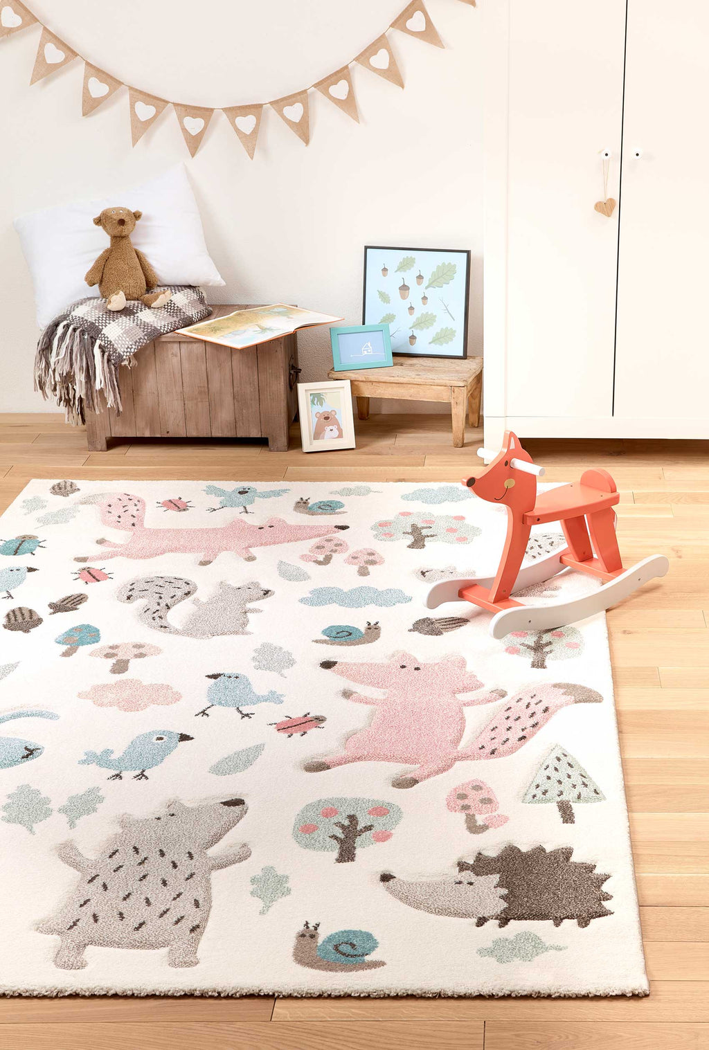 Kinderteppich beige rosa "Forest" Sigikid