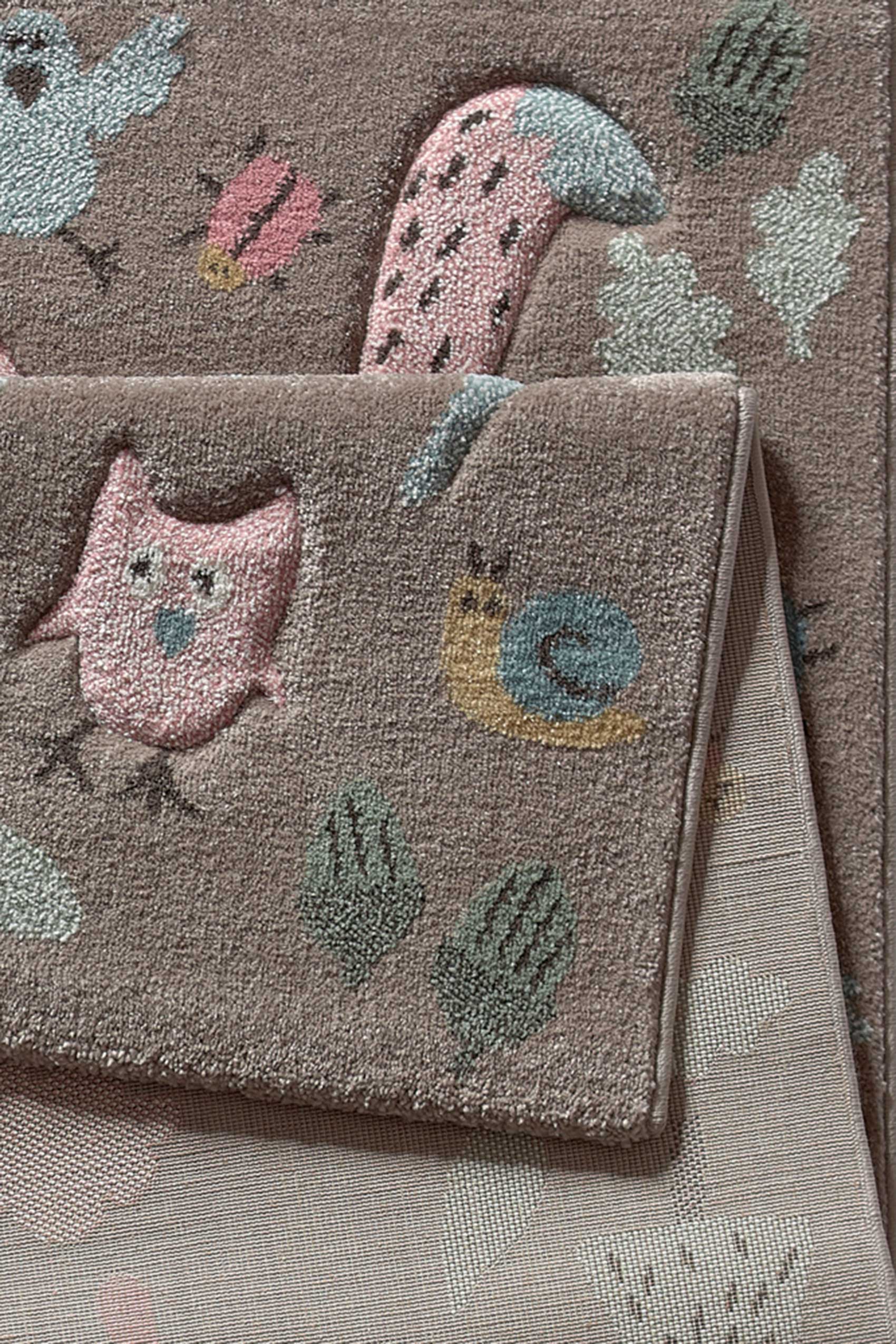 Kinderteppich dunkelbeige rosa blau "Forest" Sigikid