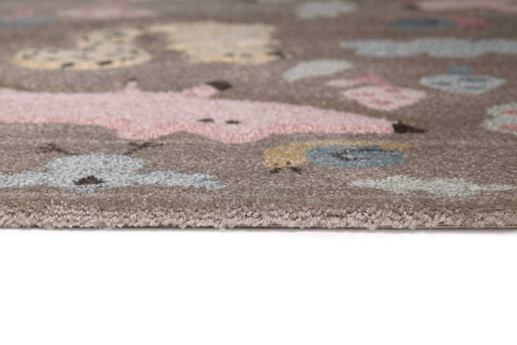 Kinderteppich dunkelbeige rosa blau "Forest" Sigikid