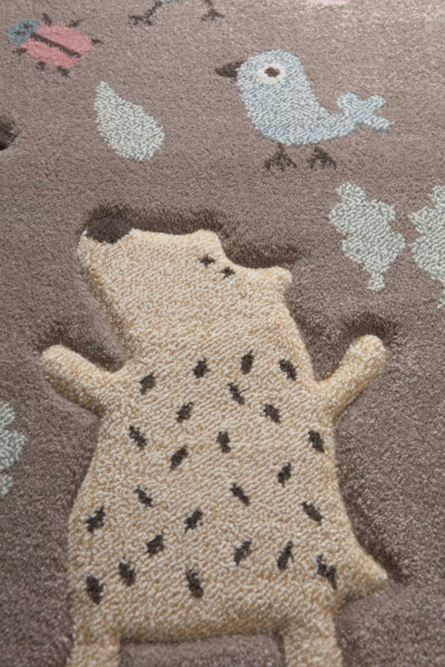 Kinderteppich dunkelbeige rosa blau "Forest" Sigikid