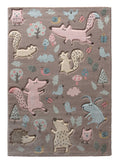 Kinderteppich dunkelbeige rosa blau "Forest" Sigikid