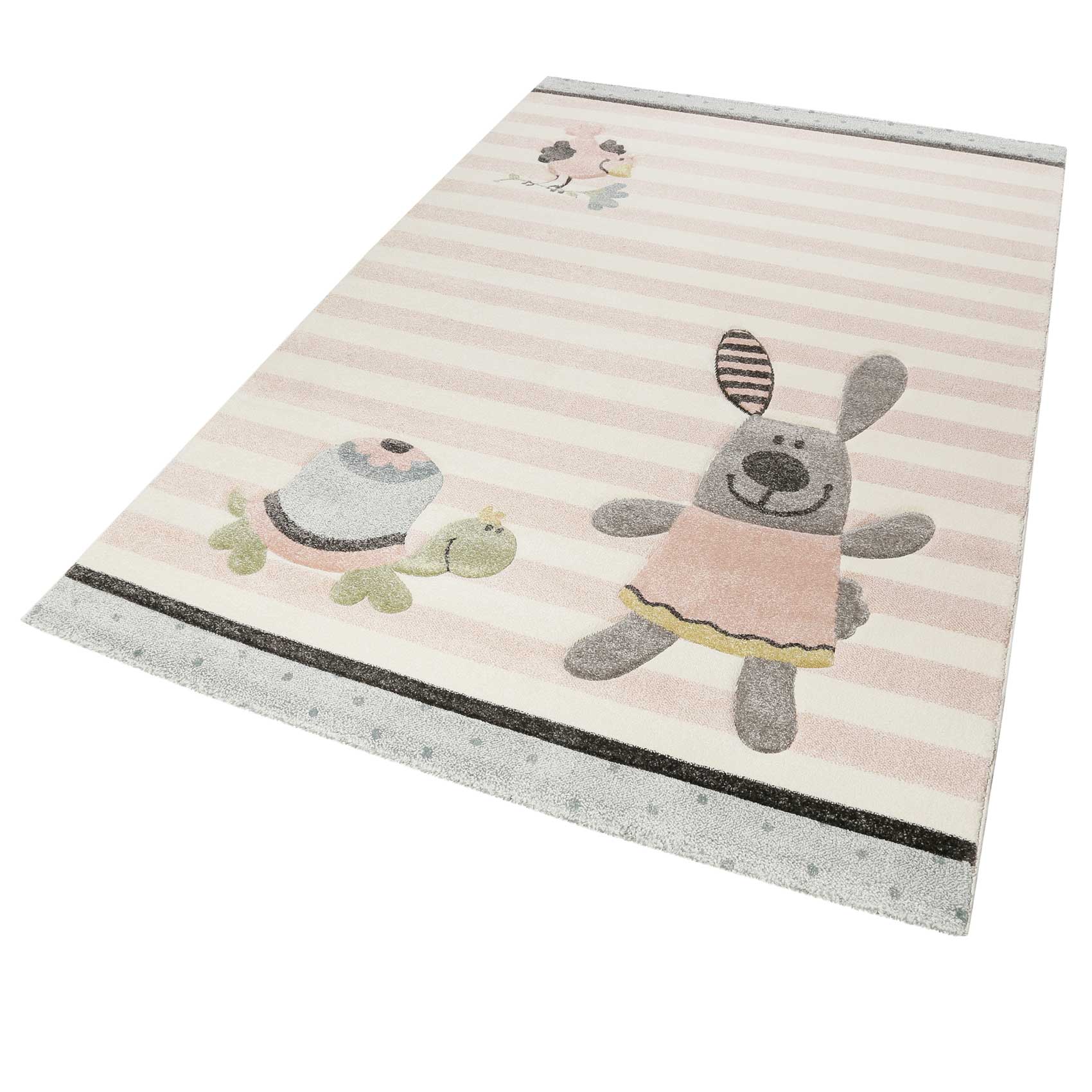 Kinderteppich rosa grau beige "Happy Friends"  Sigikid