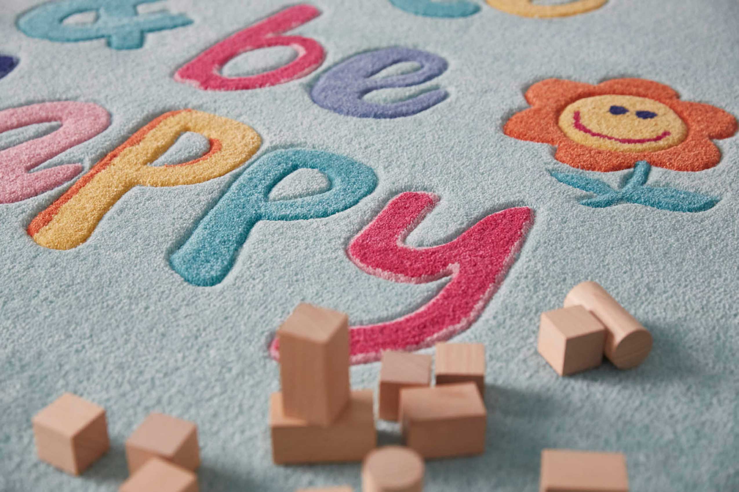 Kinderteppich Türkis "Happy me!" Smart Kids
