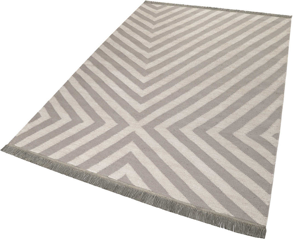 Kelim Teppich Beige Taupe aus Naturfaser "Edgy Corners" WECONhome