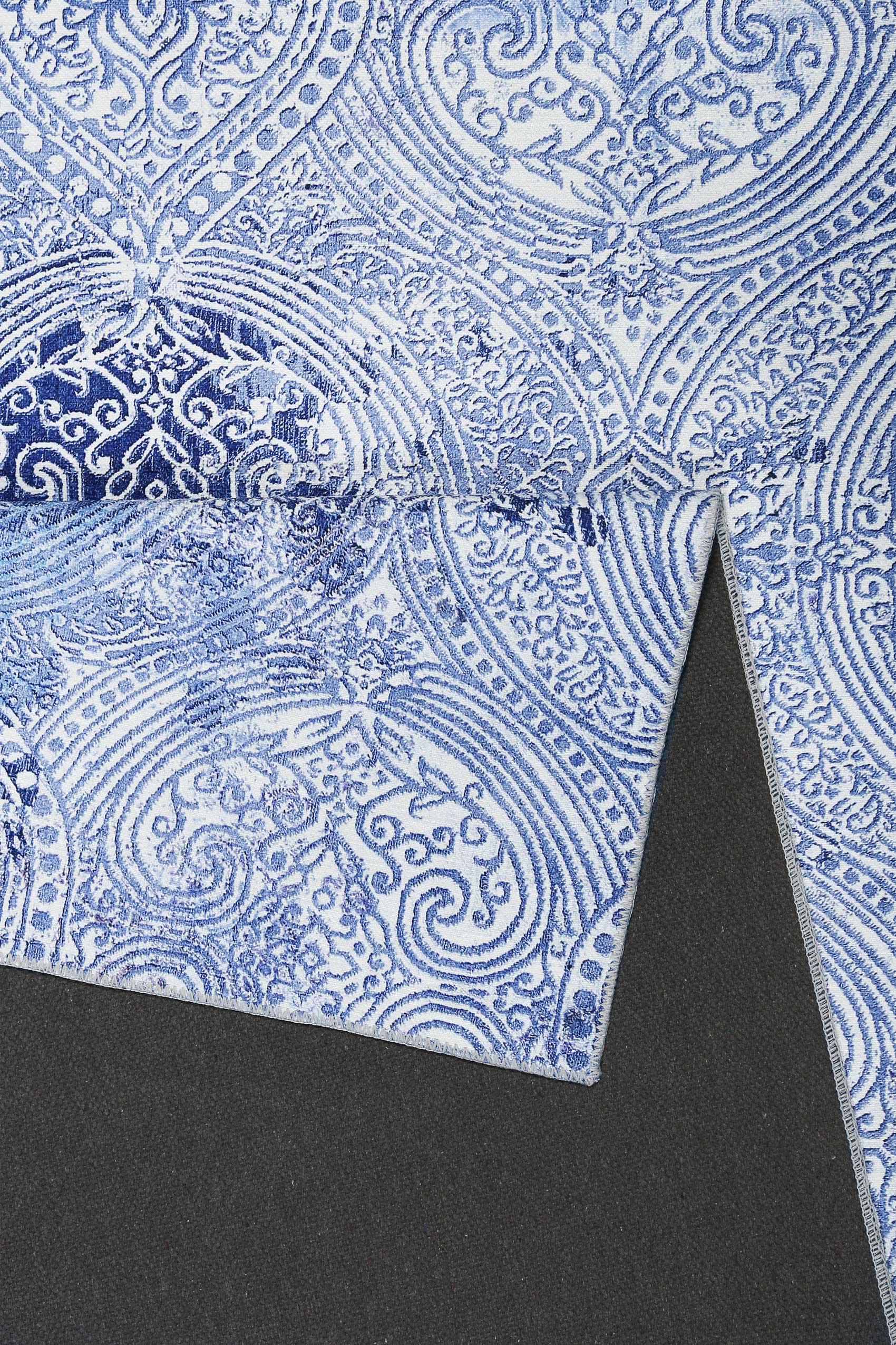 Vintage Teppich Blau Kurzflor "Grace" WECONhome