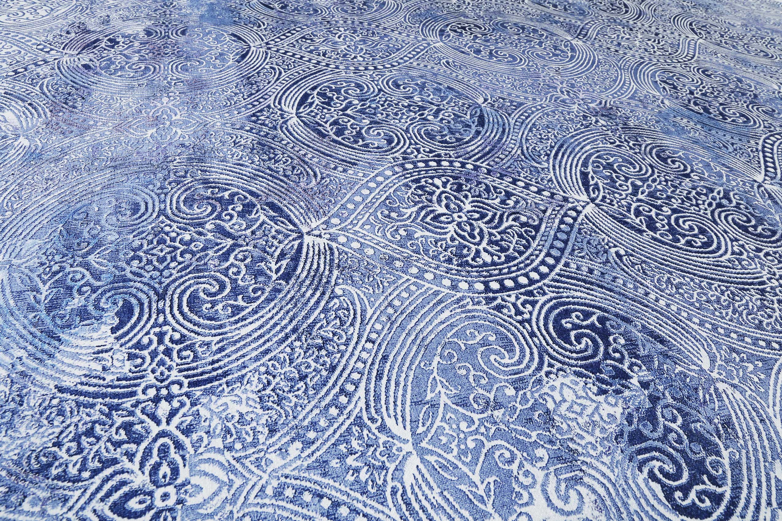 Vintage Teppich Blau Kurzflor "Grace" WECONhome