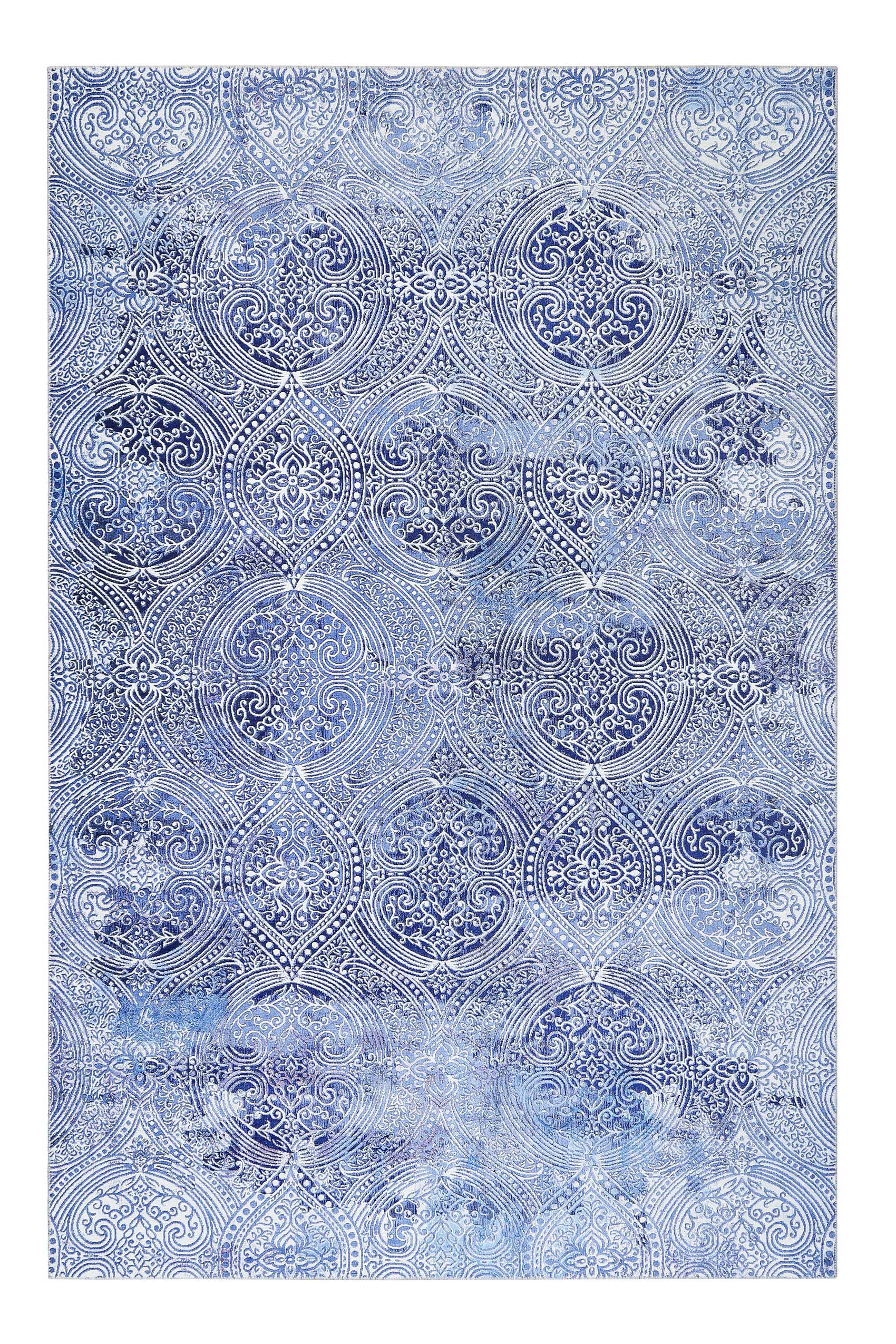 Vintage Teppich Blau Kurzflor "Grace" WECONhome