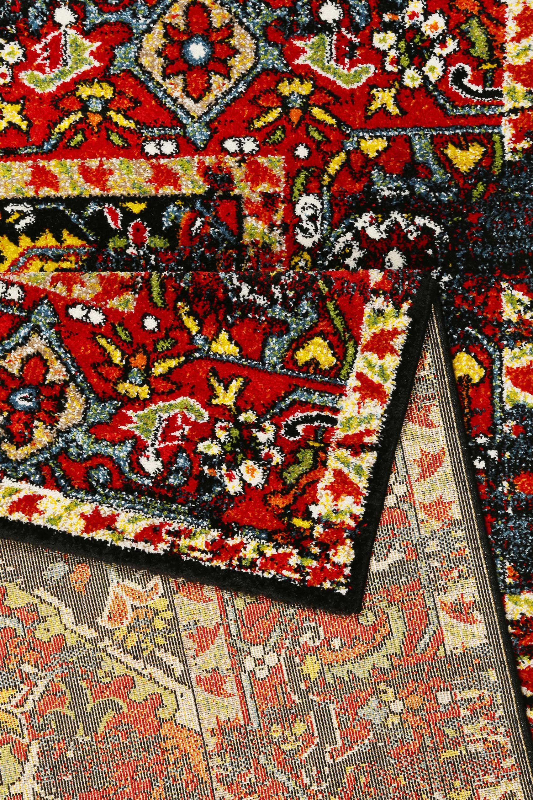 Teppich Blau Rot Kurzflor "Heritage" WECONhome