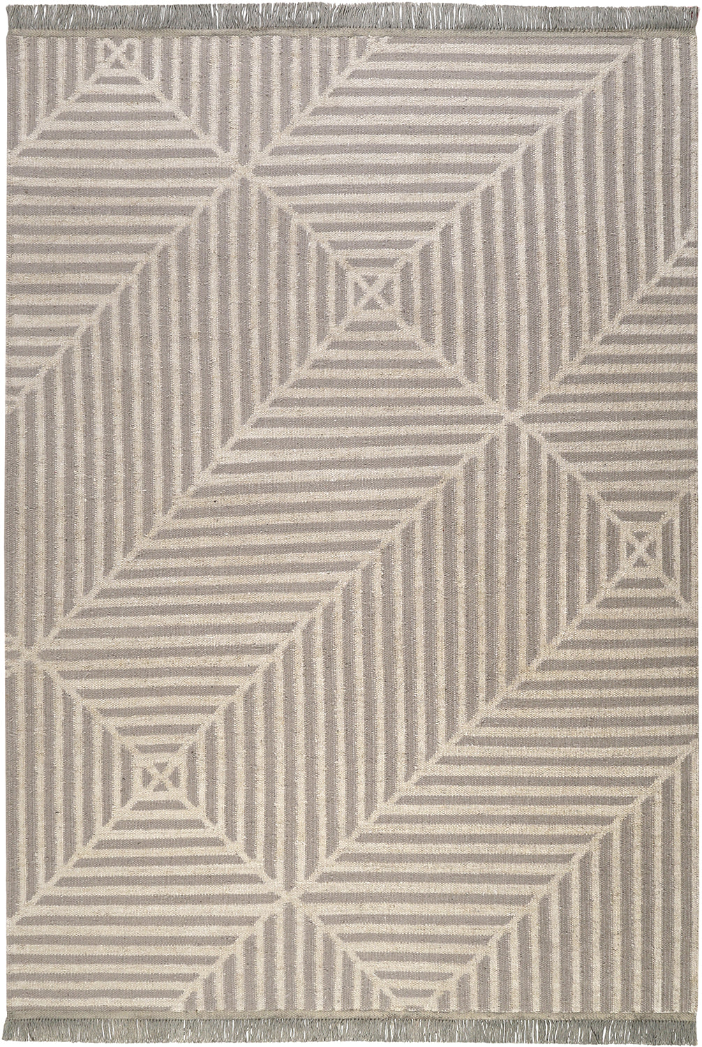 Kelim Teppich Grau Beige aus Naturfaser "Irregular Fields" WECONhome