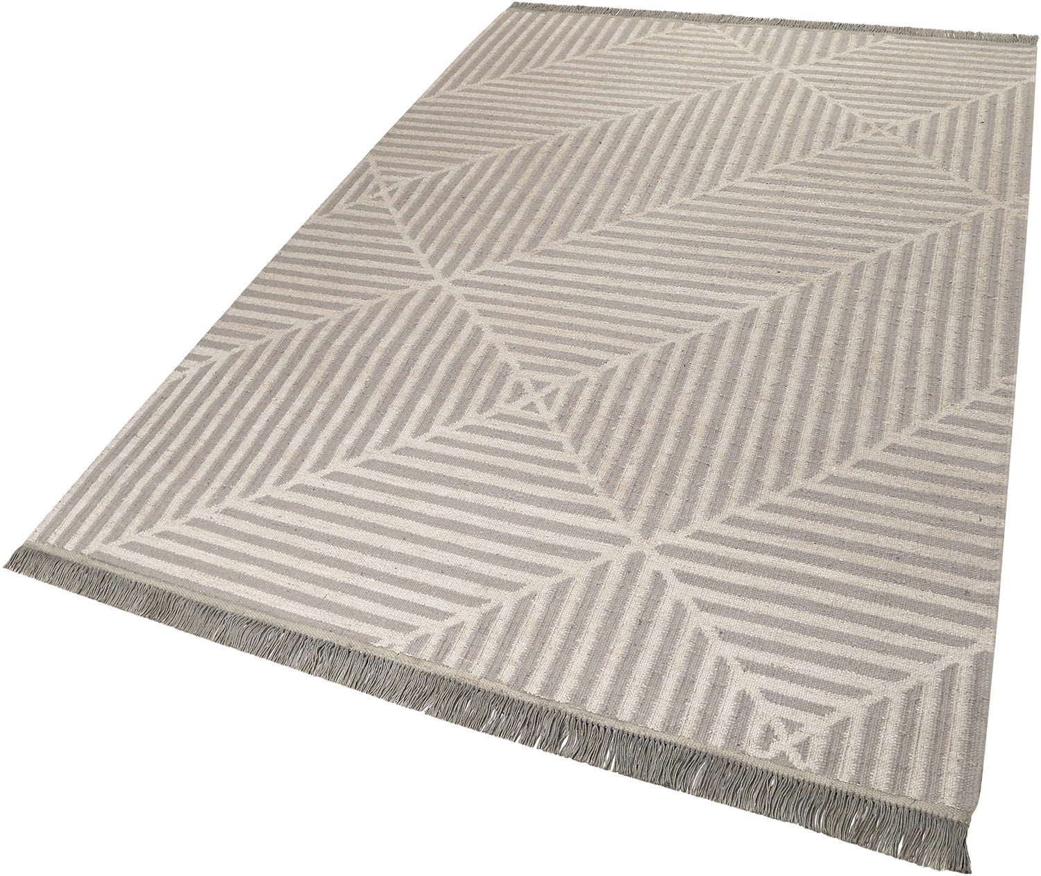 Kelim Teppich Grau Beige aus Naturfaser "Irregular Fields" WECONhome