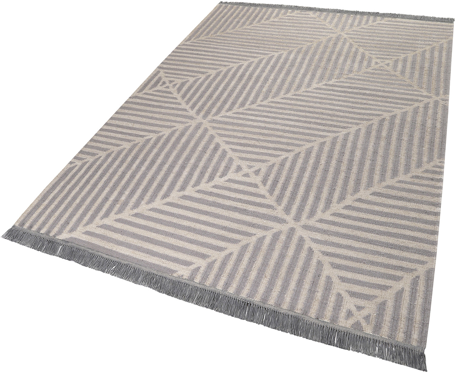 Kelim Teppich Grau Blau aus Naturfaser "Irregular Fields" WECONhome