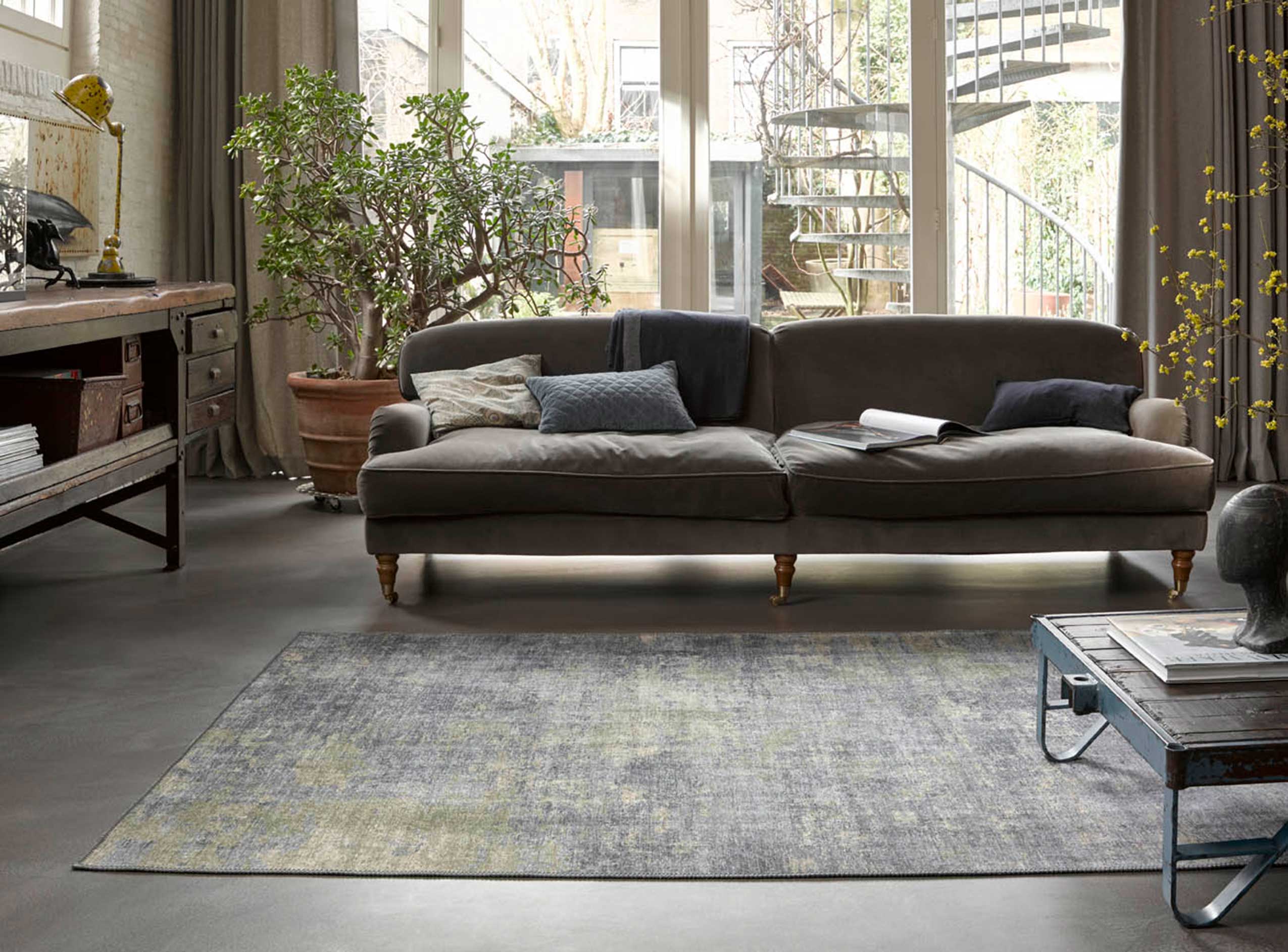 Vintage Teppich Blaugrau Grün "Night Hour" WECONhome