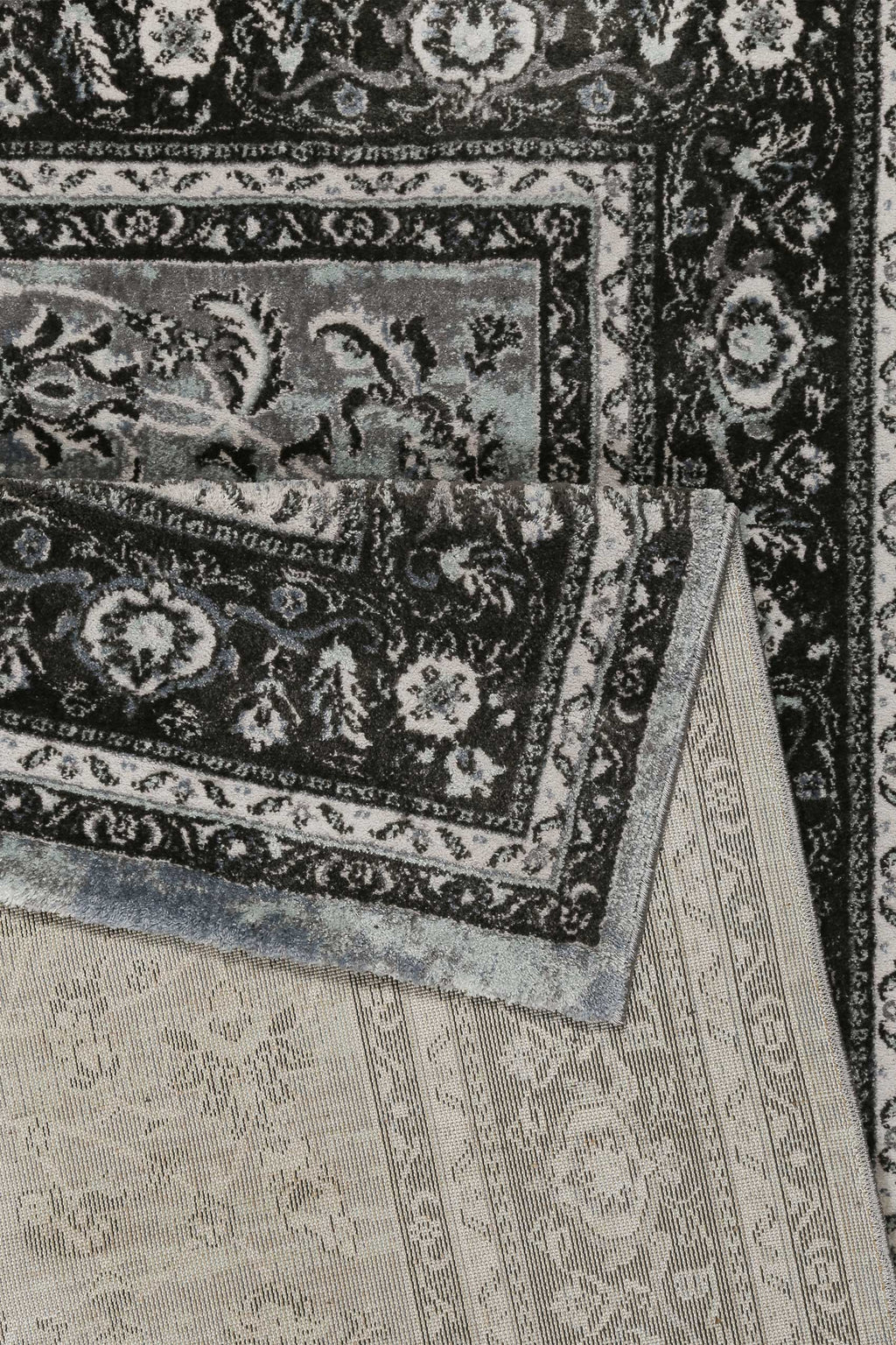 Teppich Grau Schwarz Blau Kurzflor "Oxford" WECONhome