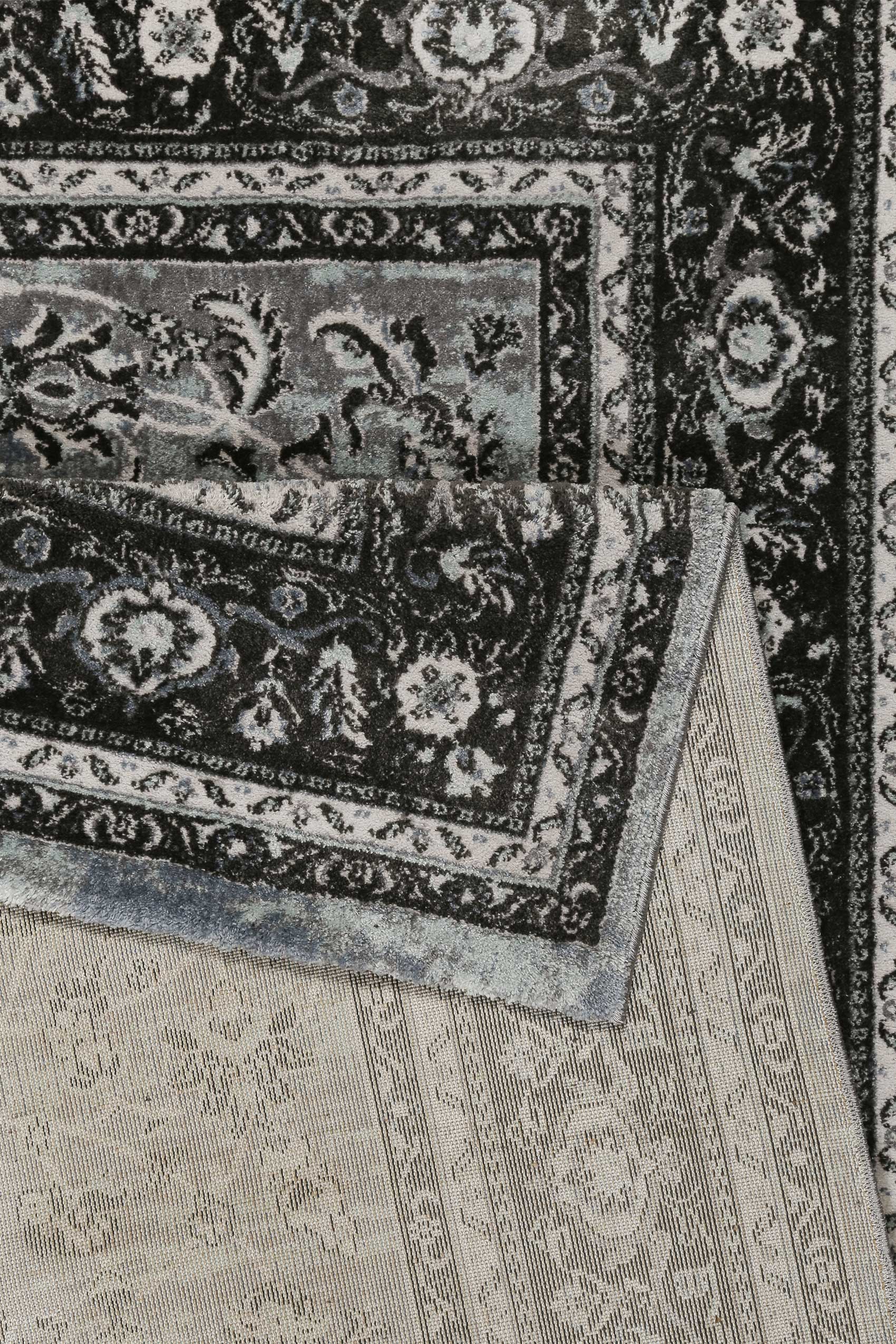 Teppich Grau Schwarz Blau Kurzflor "Oxford" WECONhome