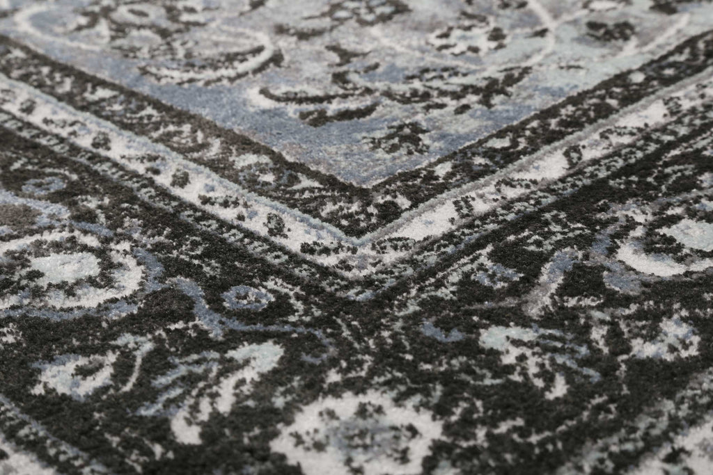 Teppich Grau Schwarz Blau Kurzflor "Oxford" WECONhome