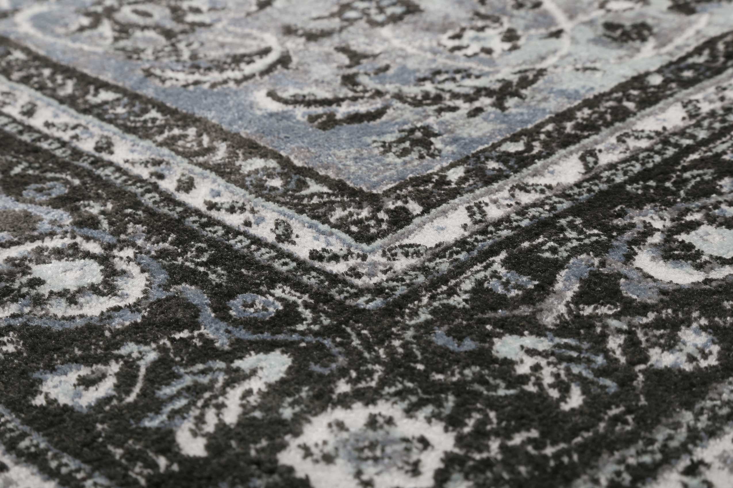 Teppich Grau Schwarz Blau Kurzflor "Oxford" WECONhome
