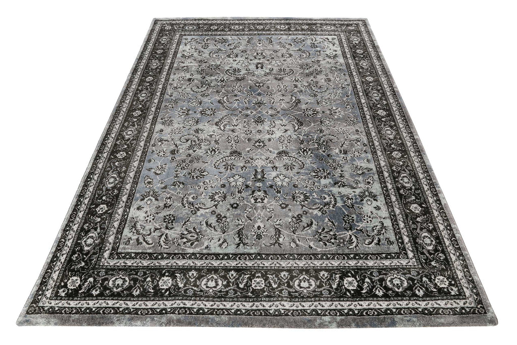 Teppich Grau Schwarz Blau Kurzflor "Oxford" WECONhome