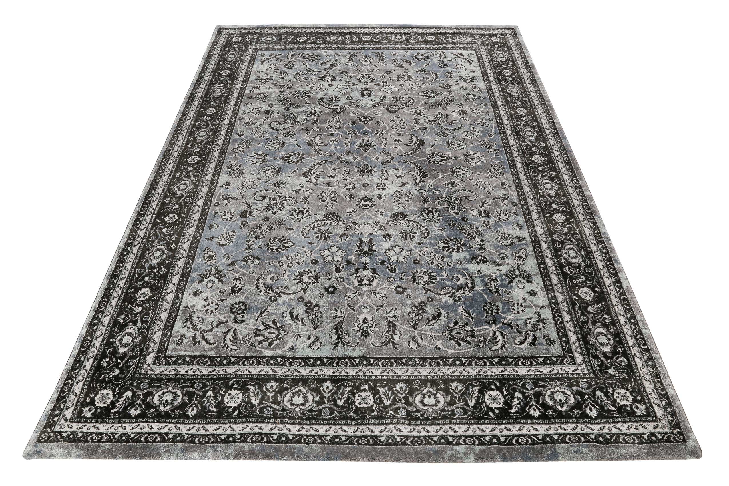 Teppich Grau Schwarz Blau Kurzflor "Oxford" WECONhome
