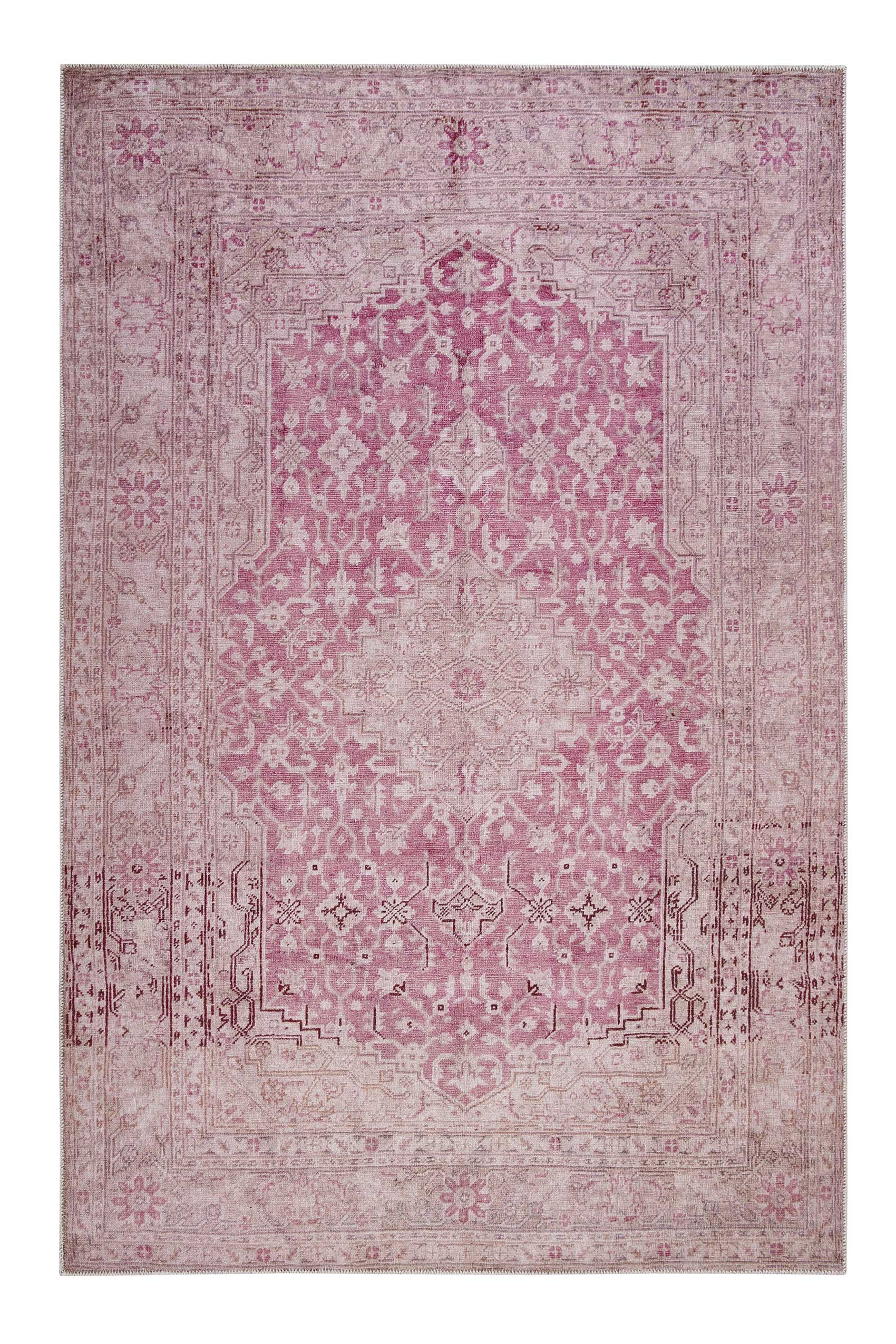 Vintage Teppich Grau Beige Rosa "Past Future" WECONhome