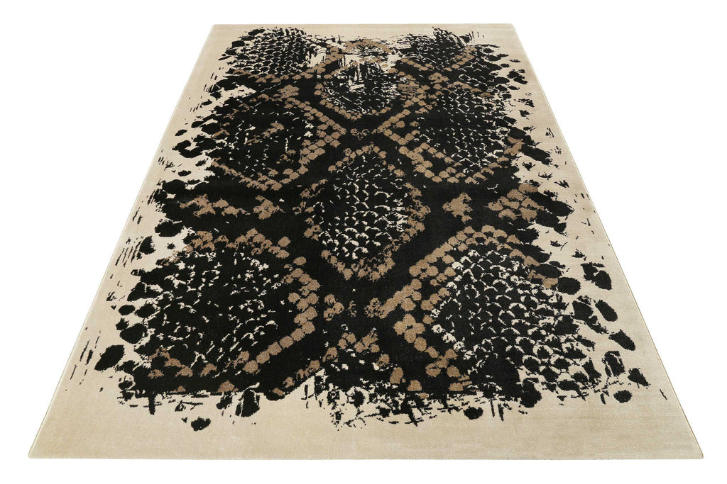Teppich Animal Print Schwarz Beige Taupe "Phyton" WECONhome