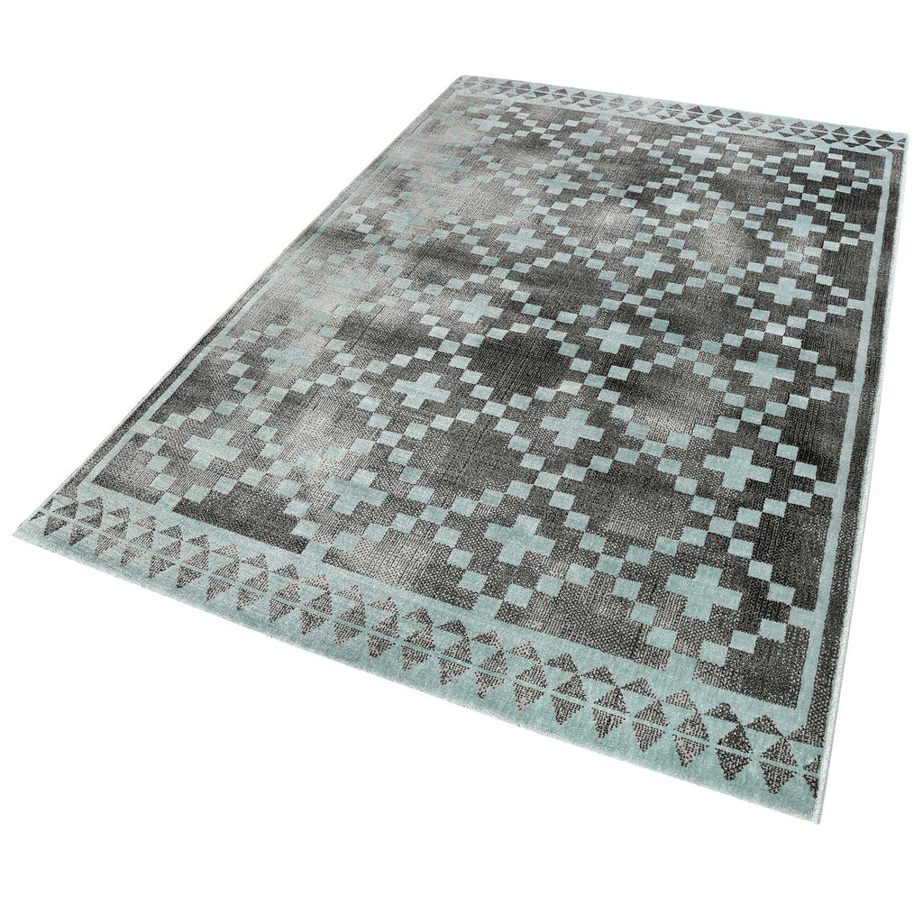 Teppich Grau Türkis Kurzflor "Pleasure 2.0" WECONhome