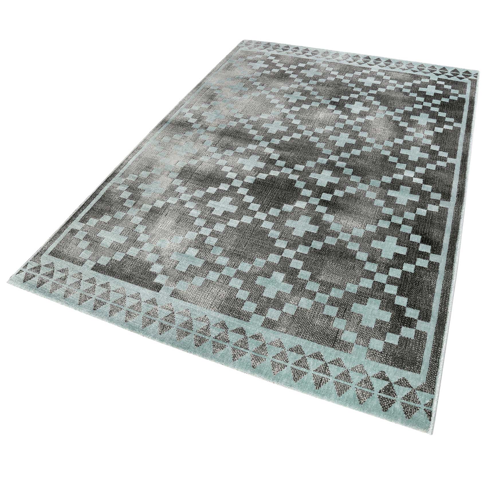 Teppich Grau Türkis Kurzflor "Pleasure 2.0" WECONhome