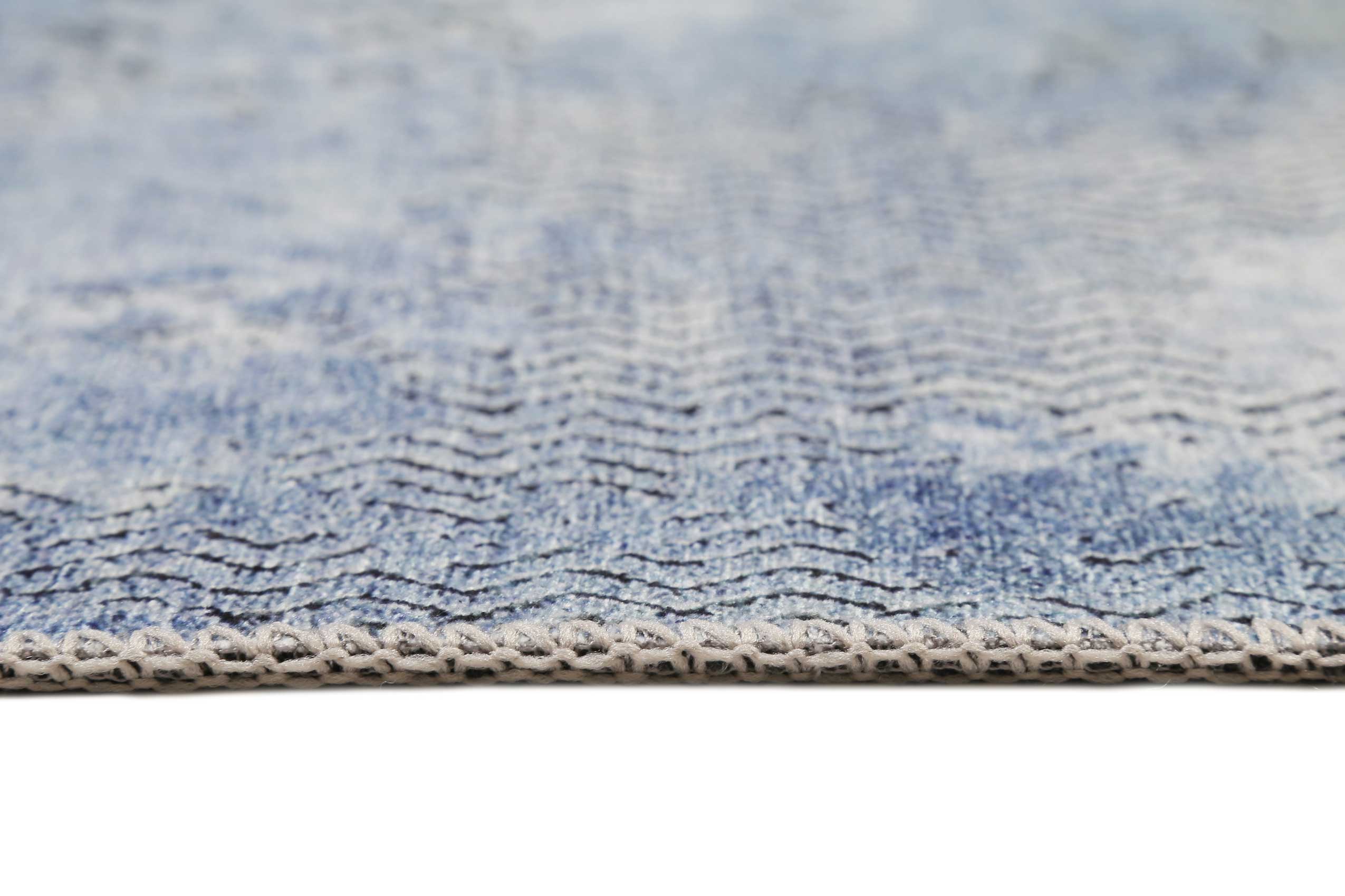 Vintage Teppich Blau Grau Kurzflor "Radiate" WECONhome