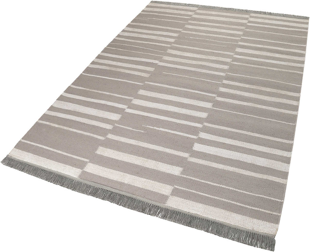 Kelim Teppich Taupe Beige aus Naturfaser "Skid Marks" WECONhome