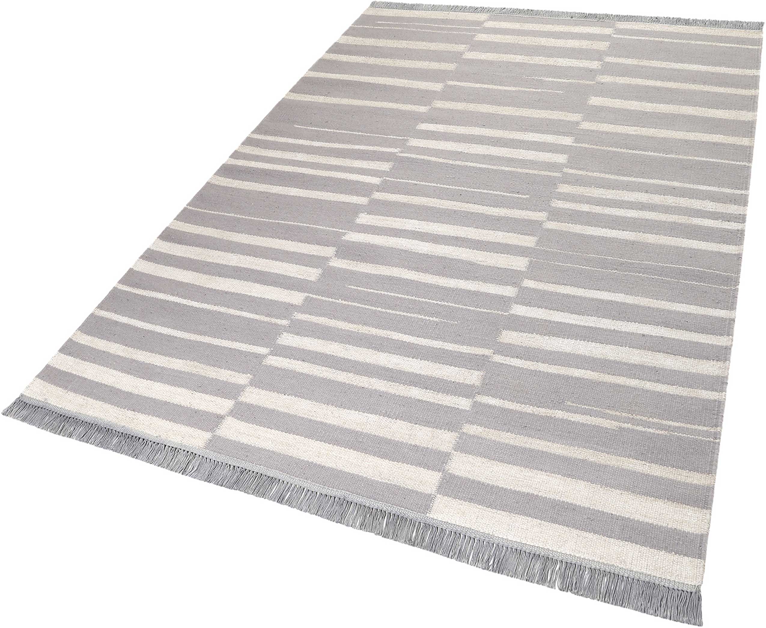 Kelim Teppich Grau Beige aus Naturfaser "Skid Marks" WECONhome
