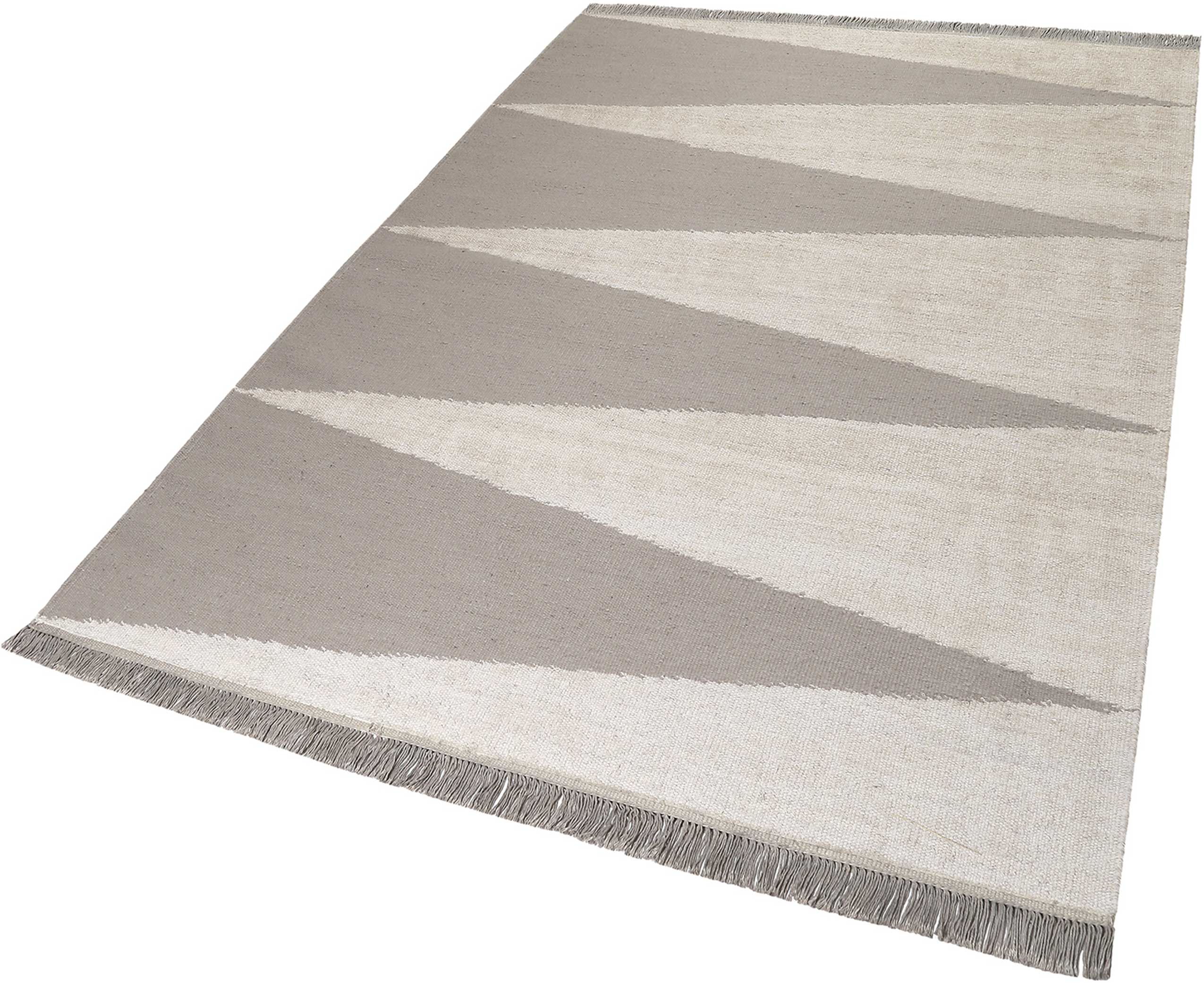 Kelim Teppich Taupe Beige aus Naturfaser "Smart Triangle" WECONhome