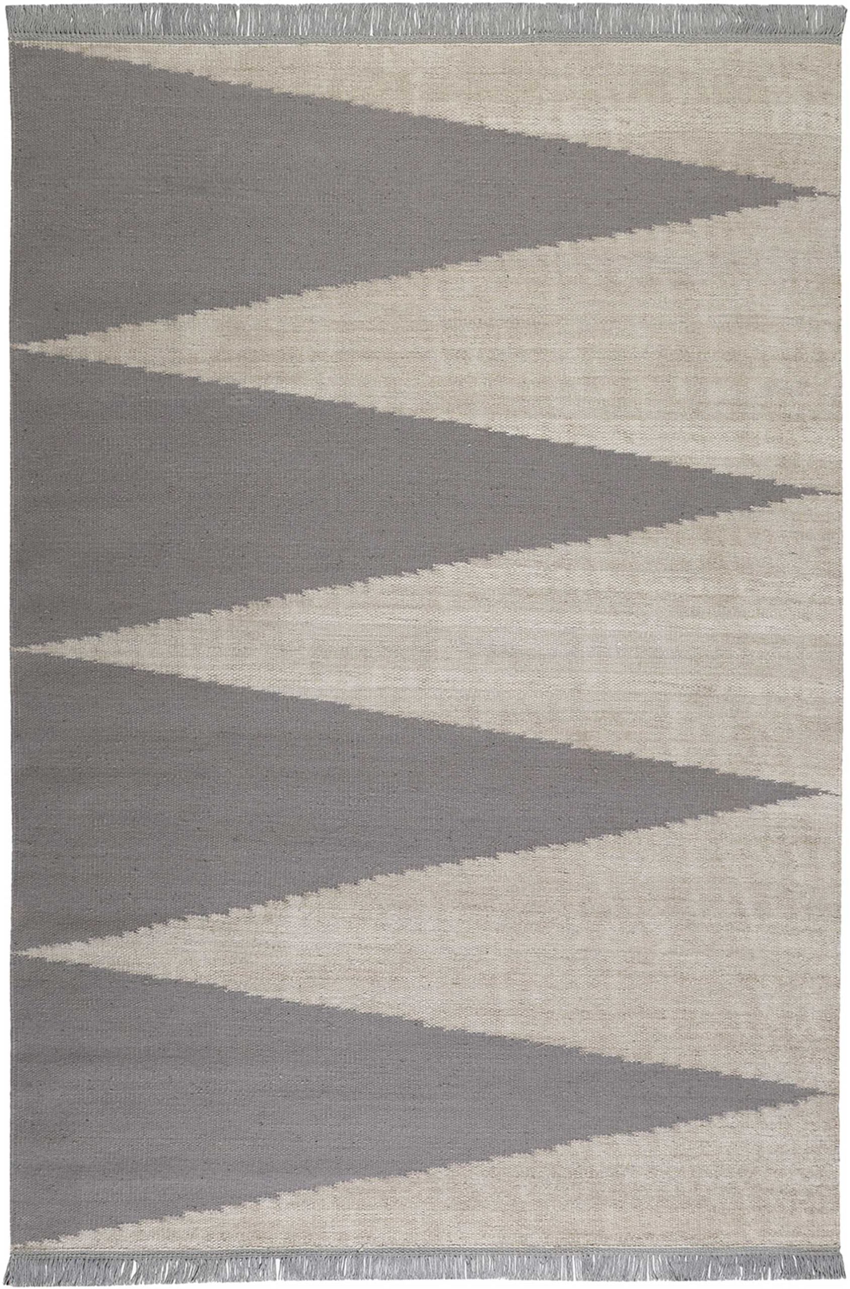 Kelim Teppich Grau Beige aus Naturfaser "Smart Triangle" WECONhome