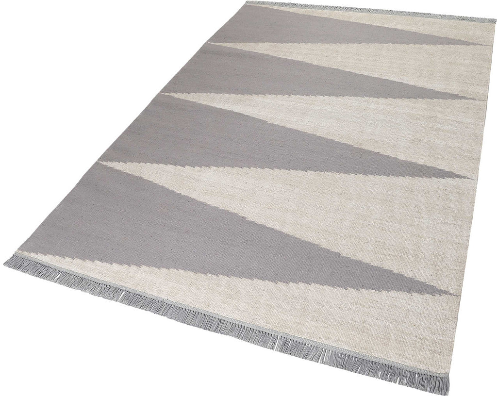 Kelim Teppich Grau Beige aus Naturfaser "Smart Triangle" WECONhome