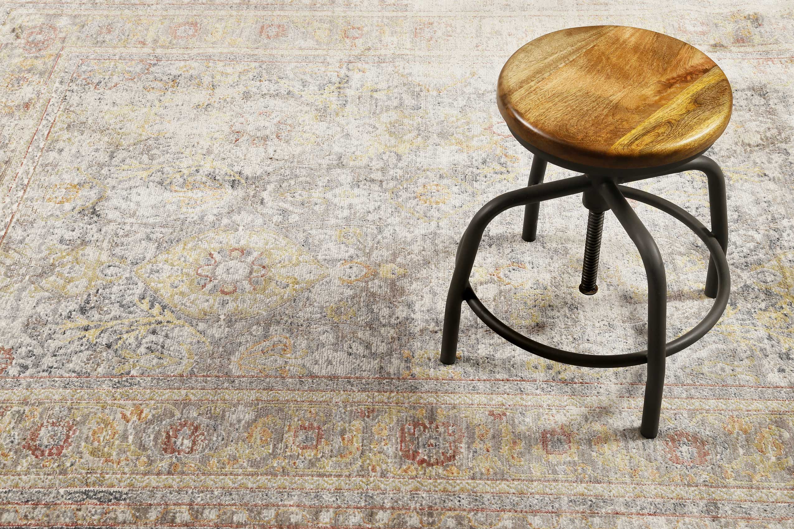 Teppich Grau Gelb Vintage Kurzflor "SoHo Fashion" WECONhome