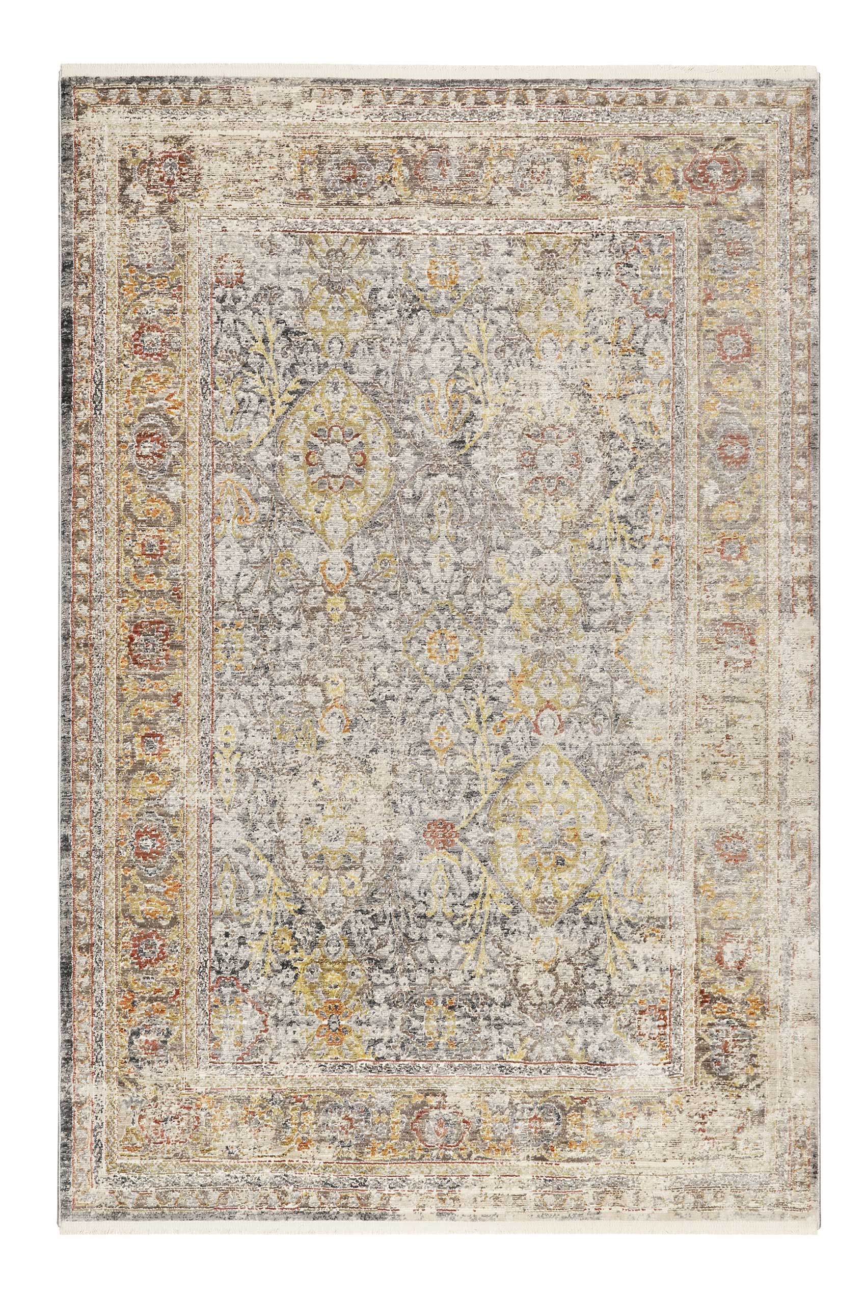 Teppich Grau Gelb Vintage Kurzflor "SoHo Fashion" WECONhome