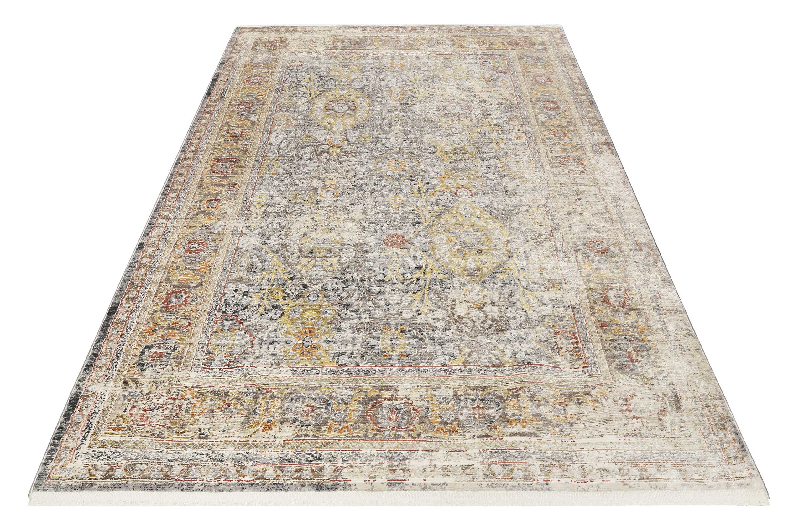 Teppich Grau Gelb Vintage Kurzflor "SoHo Fashion" WECONhome