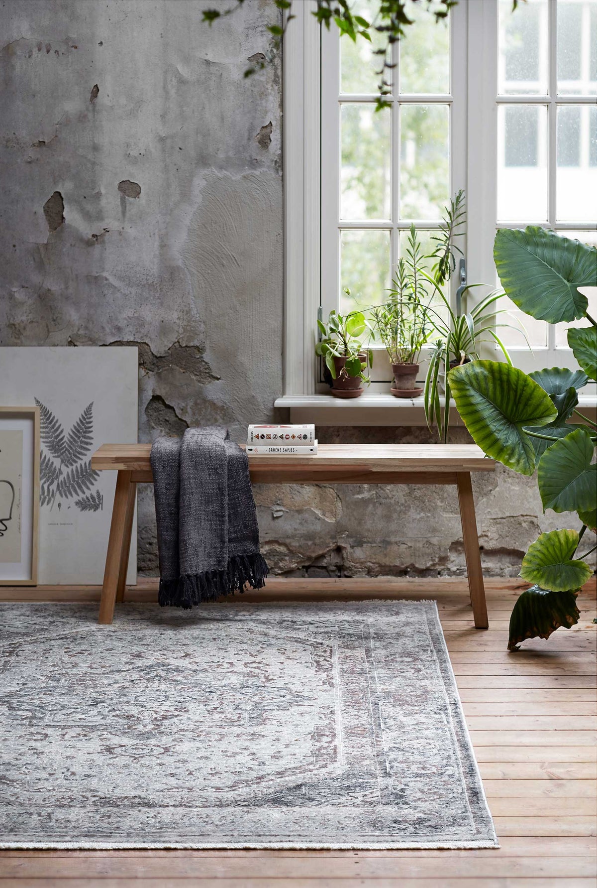 Teppich Grau Blau Vintage Kurzflor "SoHo Touch" WECONhome