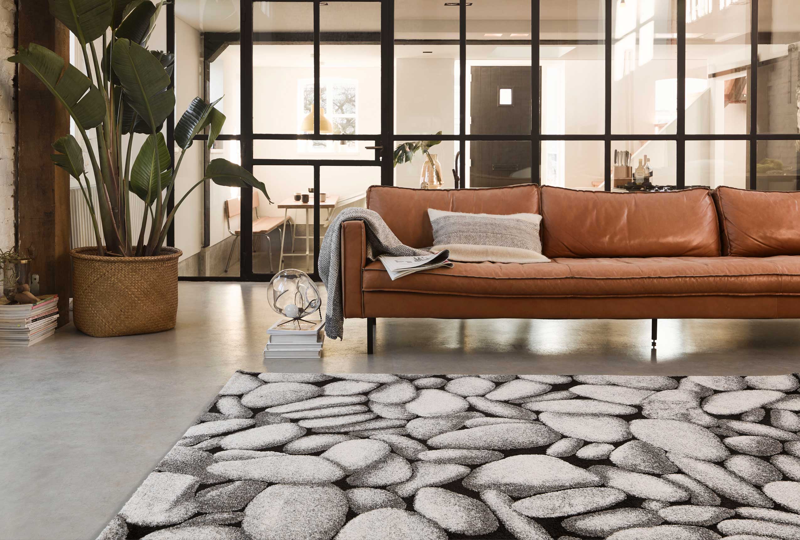 Teppich Grau Anthrazit Kurzflor "Stony Island" WECONhome
