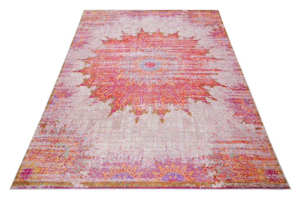 Vintage Teppich Beige Lila Gelb Blau "Sunkissed" WECONhome
