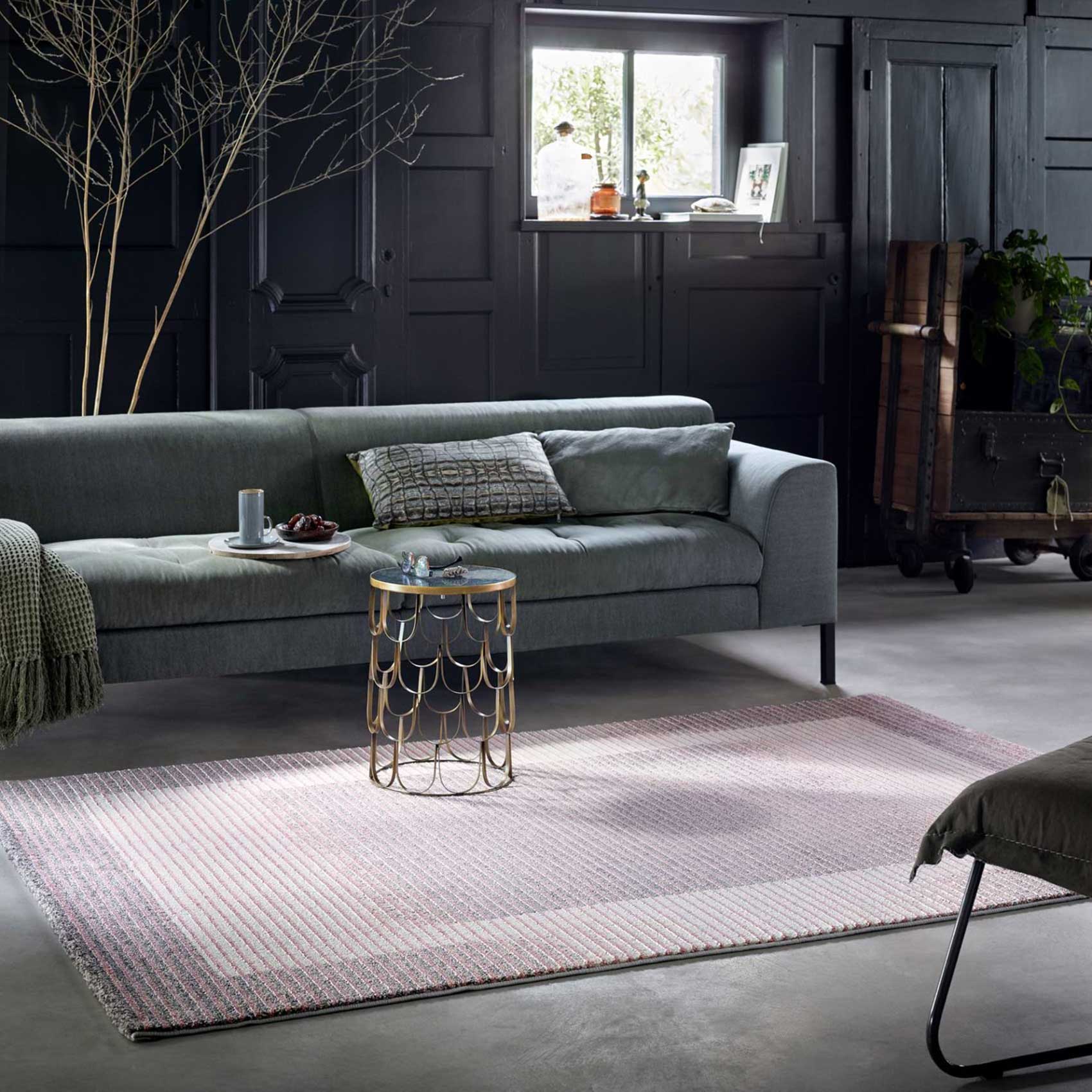Teppich Rosa Grau Kurzflor "Velvet Flow" WECONhome