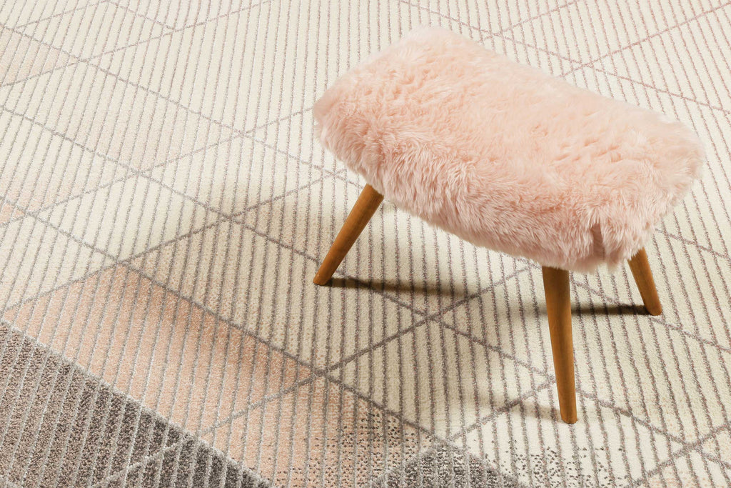 Teppich Rosa Creme Grau Kurzflor "Velvet Walk" Wecon Home