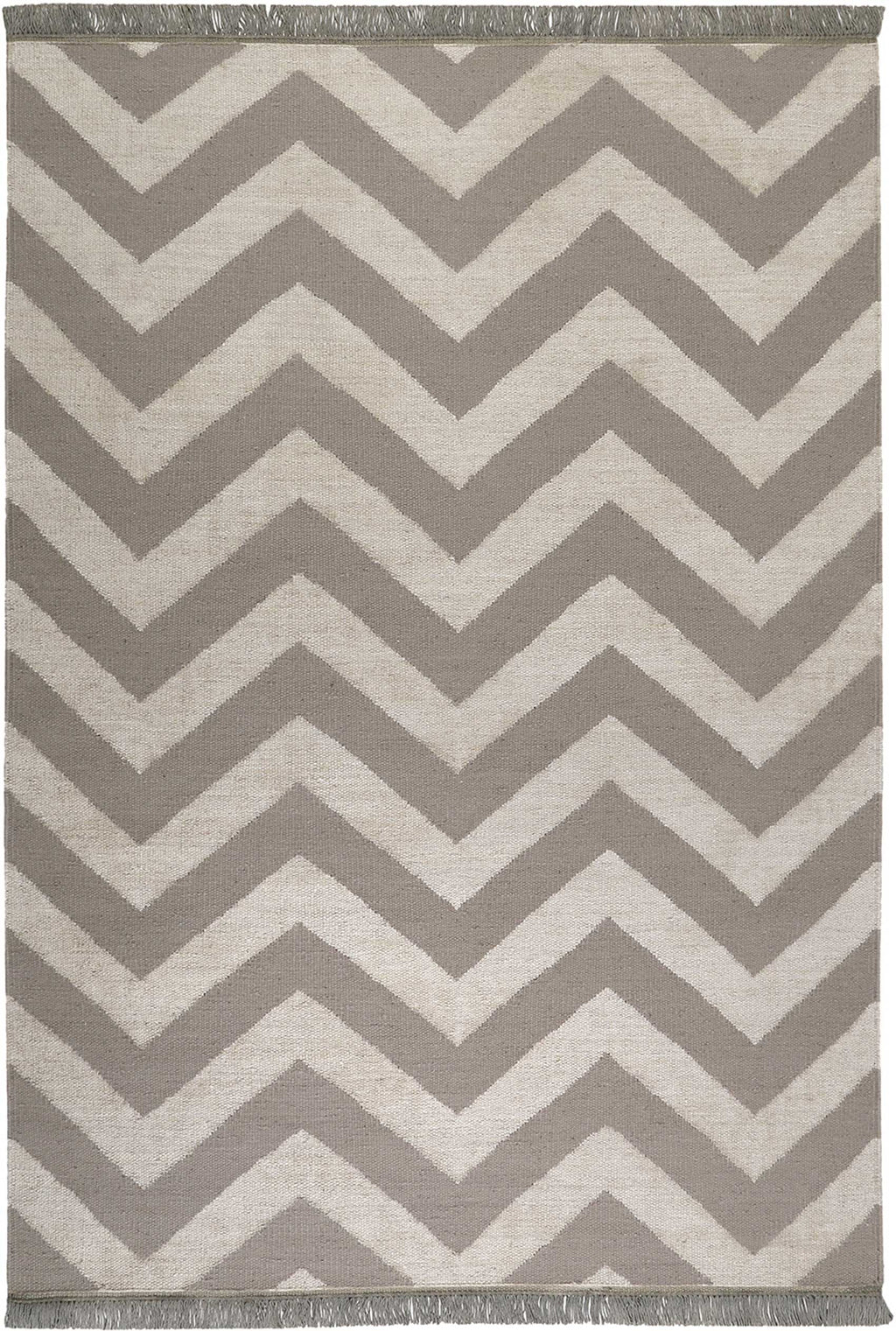 Kelim Teppich Grau Beige aus Naturfaser "Zig-Zag" WECONhome